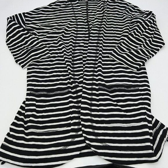 Talbots Sweaters - T by Talbots Size Small Black/White Striped Open Cardigan Jacket